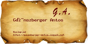 Günszberger Antos névjegykártya